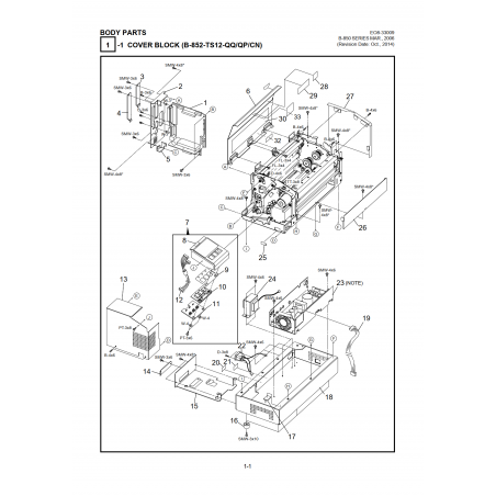 Vue éclatée B-852R - B-852-TS12-QQ/QP/CN - Bloc de couverture