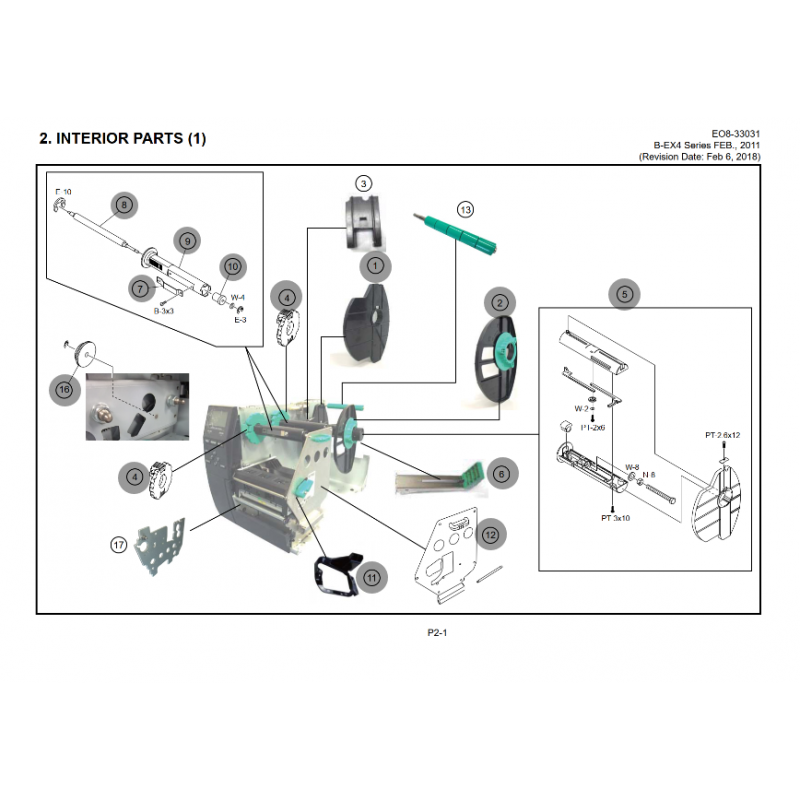Vue éclatée pièces détachées Imprimante B-EX4 T1 Intérieur 1/3