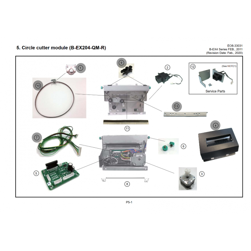 Vue éclatée Module Cutter B-EX204-QM-R - 1/2 Circle cutter module Toshiba