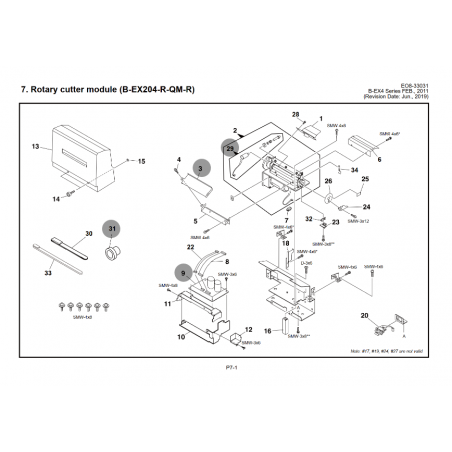 Vue éclatée Module Cutter B-EX204-QM-R - 2/2 Rotary cutter module Toshiba