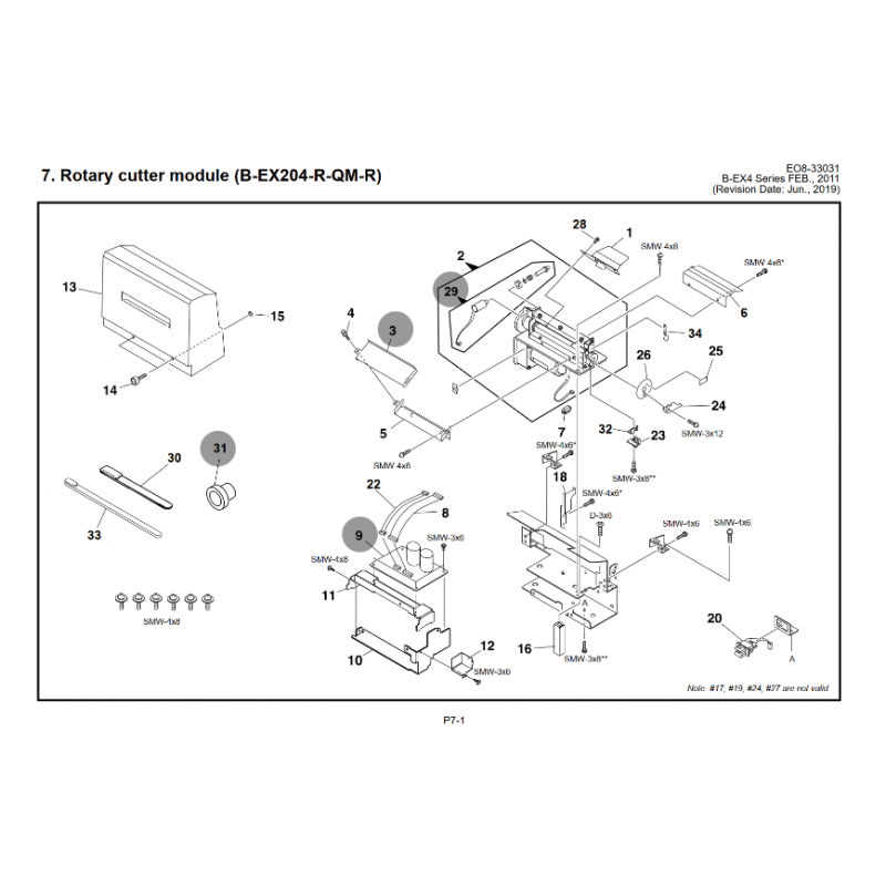 Vue éclatée Module Cutter B-EX204-QM-R - 2/2 Rotary cutter module Toshiba Vue éclatée Module Cutter B-EX204-QM-R - 2/2 Rotary cutter module Toshiba