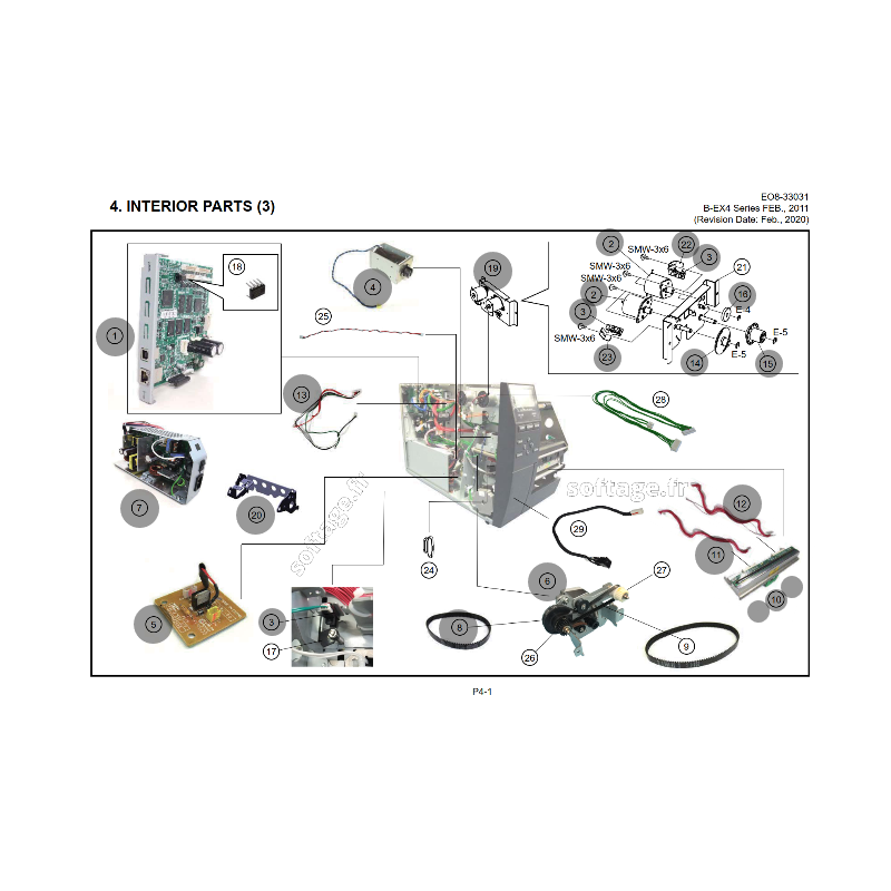 Vue éclatée pièces détachées Imprimante B-EX4 T2 Intérieur 3/3