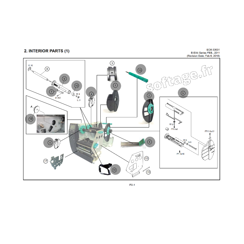Vue éclatée pièces détachées Imprimante B-EX4 D2 Intérieur 1/3 Vue éclatée pièces détachées Imprimante B-EX4 D2 Intérieur 1/3