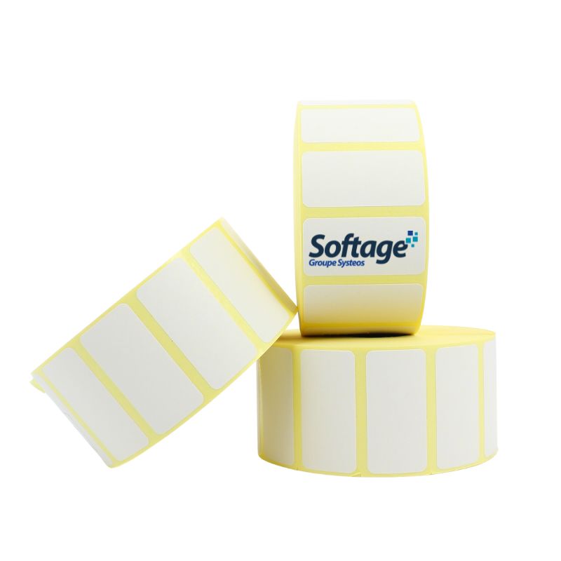 Rouleau de 6000 étiquettes 50x25mm velin mandrin 76mm Ø195mm Rouleau de 6000 étiquettes 50x25mm velin mandrin 76mm Ø195mm