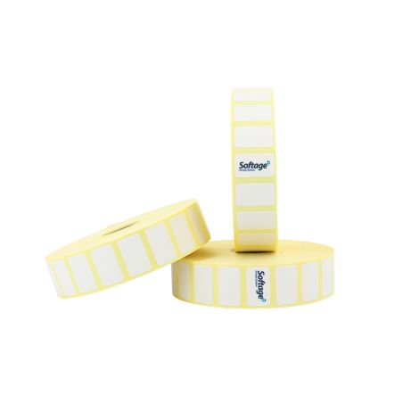 Rouleau de 4400 étiquettes 25x15mm velin mandrin 25mm Ø 127mm