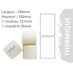 Rouleau de 500 étiquettes 100x150mm thermique mandrin 25mm Ø127mm