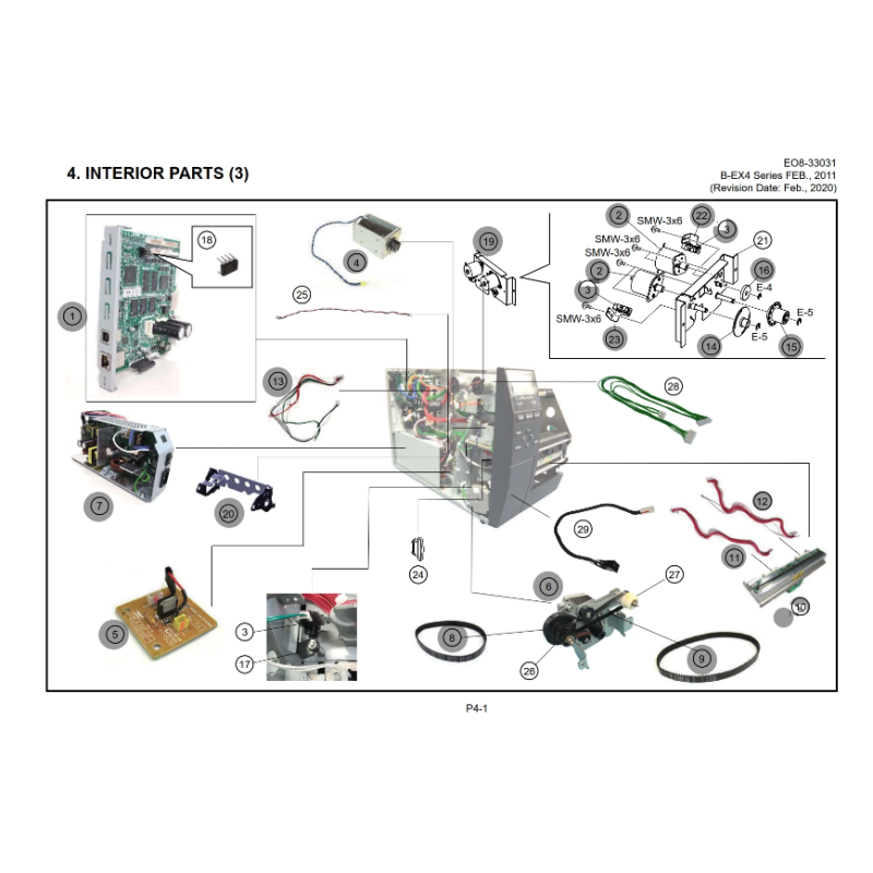 Vue éclatée pièces détachées Imprimante B-EX4 T1 Intérieur 3/3