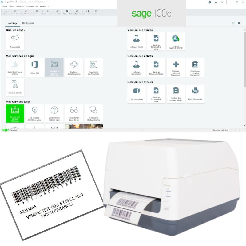 Logiciel d'impression d'étiquettes depuis Sage 100c gestion commerciale | Solutions code-barres Logiciel d'impression d'étiquettes depuis Sage 100c gestion commerciale | Solutions code-barres