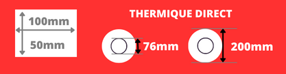 Etikettenrolle 100x50mm Thermodirekt 76mm Kern, 200m Rolle