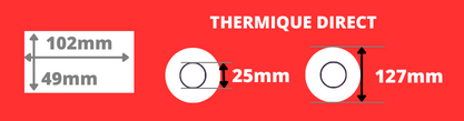 Rouleau d'étiquette thermique 102x49mm pour imprimante thermique Zebra Toshiba Sato Tsc