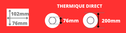 Rotolo di etichette bianche termiche dirette 102x76mm Anima 76mm, diametro bobina 200mm