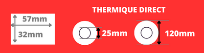 Rouleau d'étiquettes thermique largeur 57mm hauteur 32mm