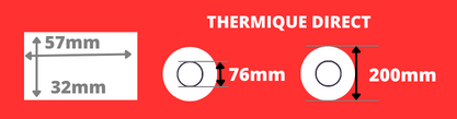 Rollo de etiquetas blancas 57x32mm térmica directa núcleo 76mm