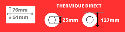 Rollo de etiquetas blancas 76x25mm para impresora térmica directa Núcleo de 25mm, diámetro de la bobina 127mm