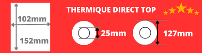 Qualitätsetikettenrolle 102x152mm Thermodirekt 25mm Kern, Rollendurchmesser 127mm