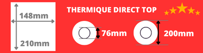 Rouleau de grande étiquettes thermique direct de qualité 148x210mm avec mandrin de 76mm, diamètre du rouleau 200mm