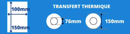 Rollo de etiquetas 100x150mm para impresora de transferencia térmica con mandril de 76mm, diámetro de la bobina 150mm