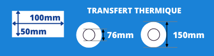 Rolle mit weißen Thermotransferetiketten 100x50mm, 76-mm-Kern, Rollendurchmesser 150mm