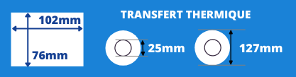 Rolle mit weißen Etiketten 102x76mm für Toshiba-Drucker, Kern 25mm, Rollendurchmesser 127mm