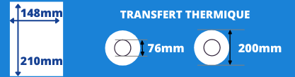 Rollo de etiquetas de transferencia térmica 148x210mm blanco con núcleo de 76mm, diámetro de bobina 200mm