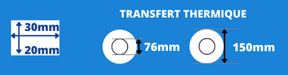 Weiße Etiketten auf einer Rolle 30 x 20 mm mit einem 76 mm Kern