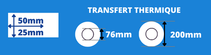 Etiquetas pequeñas de producto de 50x25mm en pergamino blanco para impresora de transferencia térmica con núcleo de 76mm