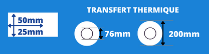 Kleine Produktetiketten 50x25mm aus weißem Pergament für Thermotransferdrucker mit 76mm Kern