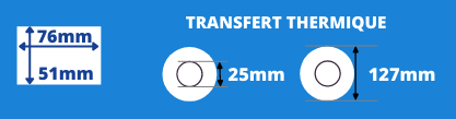 Rollo de etiquetas blancas 76x51mm para impresora de transferencia térmica con núcleo de 25mm