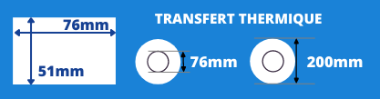 Rolle mit 76x51mm Thermotransferetiketten mit 76mm Kern, Rollendurchmesser 200mm