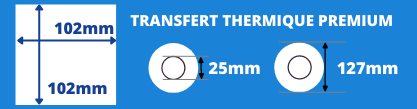 Rollo de etiquetas blancas de primera calidad, transferencia térmica de 102x102 mm con núcleo de 25 mm, diámetro del carrete de 127 mm