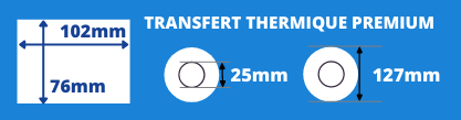 Rolle hochwertiger weißer Thermotransferetiketten, 102 x 76 mm, 25 mm Kern, Durchmesser der Rolle 127 mm