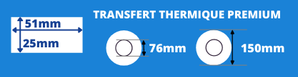 Rolle mit weißen Etiketten 51x25 mm für Thermotransferdrucker, 25 mm Kern, Rollendurchmesser 150mm