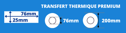 Rolle mit weißen Etiketten 76x25mm für Thermodrucker mit 76mm Kern, Durchmesser der Rolle 200mm