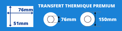 Rolle hochwertiger weißer Etiketten 76x51mm für Thermotransferdrucker 76mm Dorn, Durchmesser der Rolle 150mm